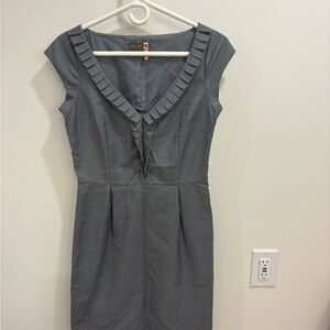 Fever Charcoal Pleated V-Neck Mini Dress